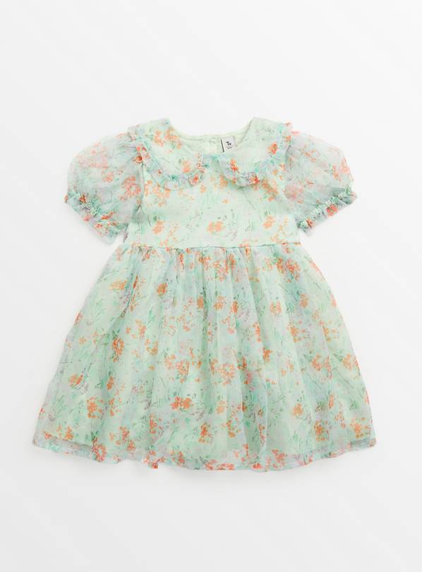 Floral Organza Collar Woven Dress 2-3 years